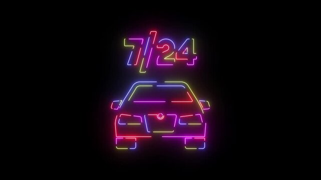 Car sharing neon line icon seamless loop