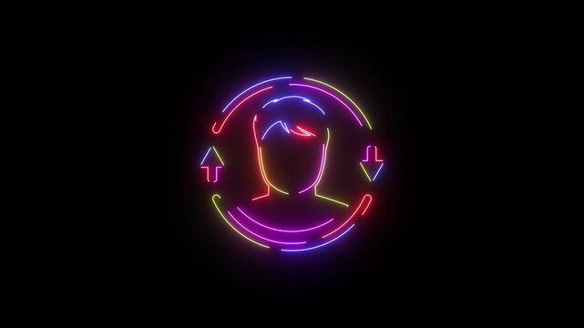 User profile neon line icon seamless loop