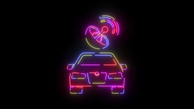 Wifi signal neon line icon seamless loop