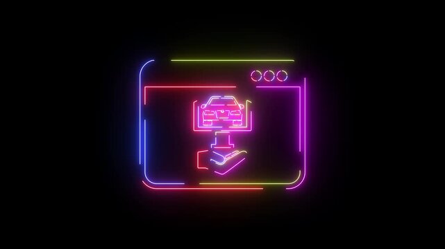 Online store neon line icon seamless loop