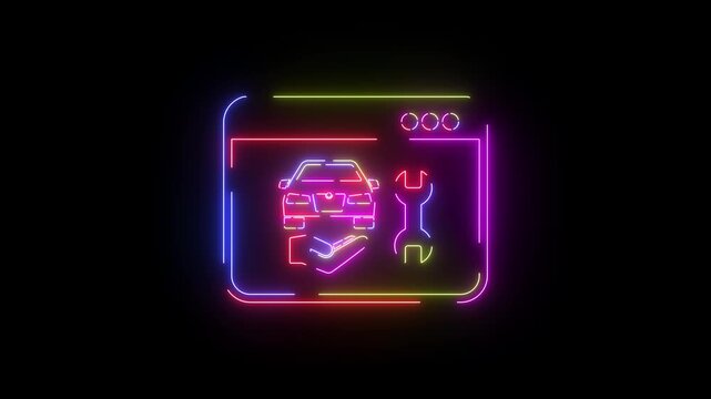 Fuel pump neon line icon seamless loop