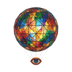Fototapeta premium Colorful Geodesic Sphere with an Eye Suspended Below