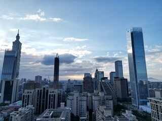 Obraz premium Panoramic aerial view of Taipei city skyline.
