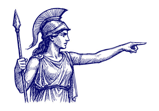 Athena hand drawn simple sketch vector illustration