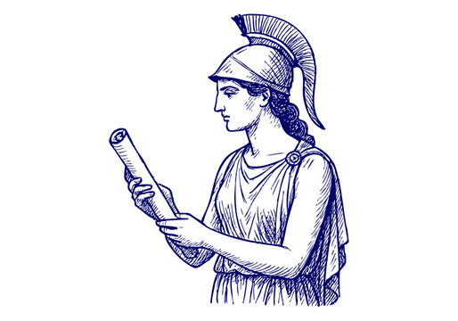 Athena hand drawn simple sketch vector illustration