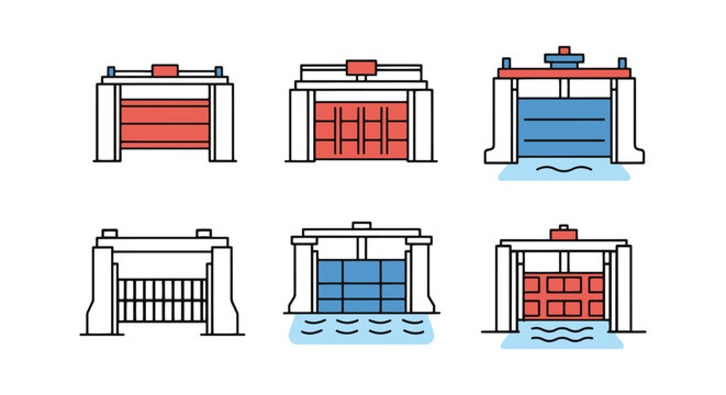 Flood Gate Line art vector abstract minimal modern illustration