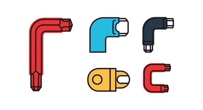 Allen Key Line art vector set modern abstract graphic