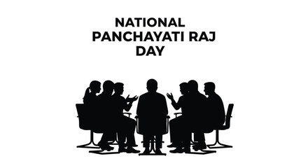 Fototapeta premium Vector graphic illustration celebrating national panchayati raj day featuring a silhouette of a community meeting discussion