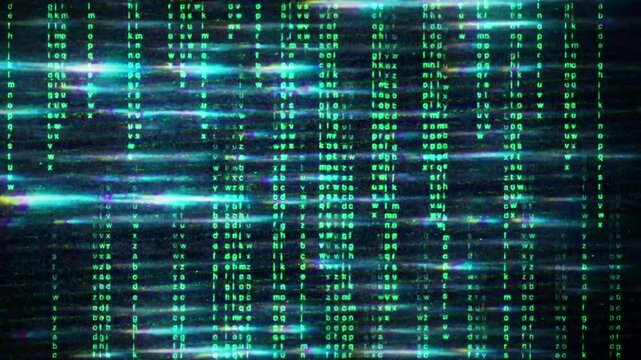 Retro Computer Code Glitch, Noise and Flickering Techno Cyberpunk.