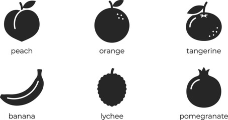 Vector graphic illustration of six fruit icons in a set © SEA VIEW