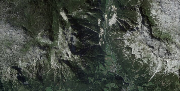 Satellite View of Eisenerz and the Austrian Alps