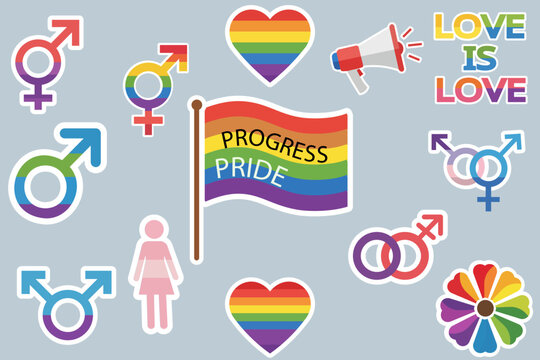 Progress Pride flag and symbols celebrating LGBTQ+ diversity and inclusion