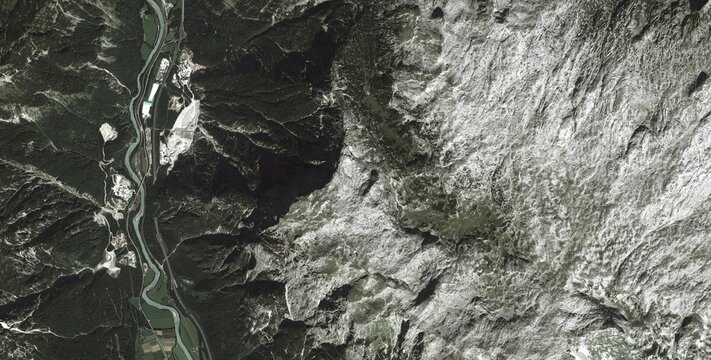 Satellite View of Eisenerz and the Austrian Alps
