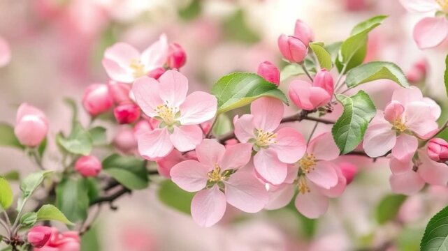 Enjoy the beauty of blooming flowers with soft pink petals. Experience calming visuals in this nature-themed video. A perfect backdrop for relaxation and inspiration. AI