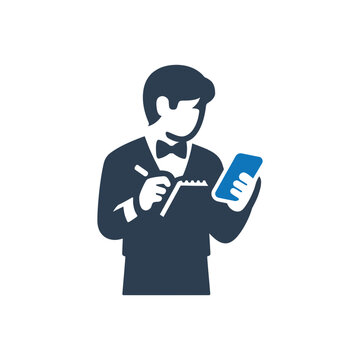 Waiter Distracted by Phone Icon