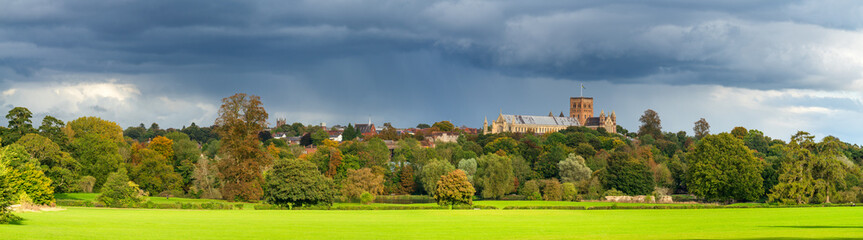 Morning autumn skyline view of Saint Albans and Verulamium parki. England. UK