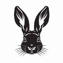 Fototapeta premium Wild Rabbit Head Silhouette For Nature And Wildlife Design