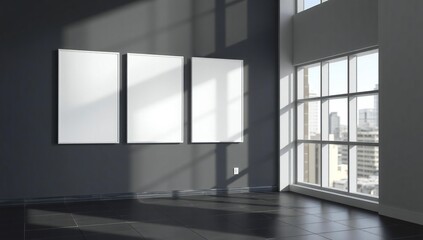 Fototapeta premium Modern office space with large windows