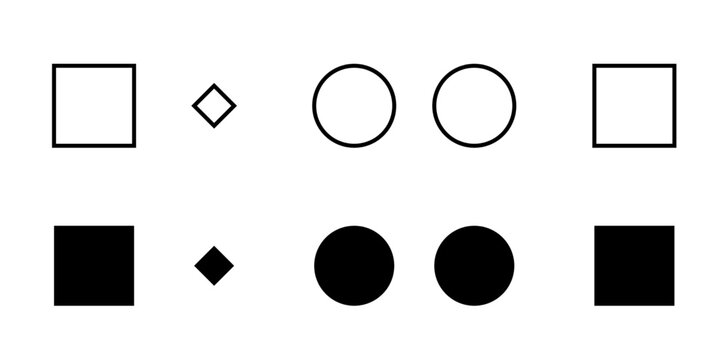 Outlined filled geometric shape set