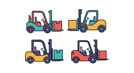 Naklejka premium Forklift Truck Line art vector creative abstract simple shapes