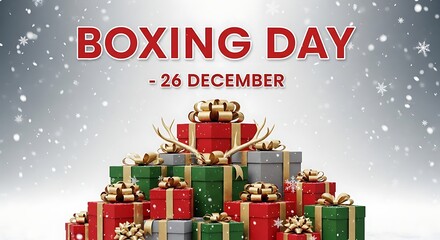 Boxing day celebration on december 26th with colorful gifts