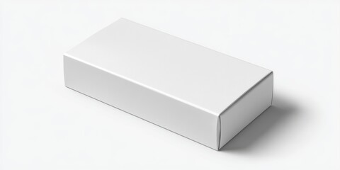 Fototapeta premium 白い背景に置かれた無地の長方形の白い箱。製品パッケージのモックアップ。コピースペース