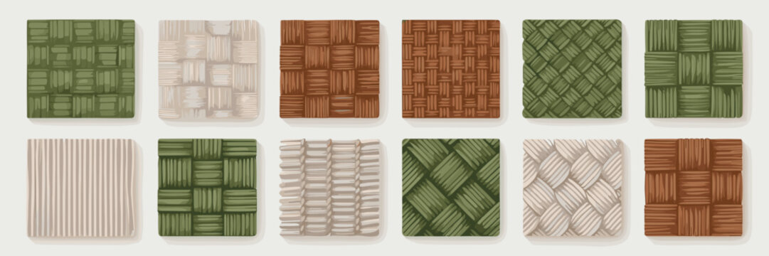 Minimalist sustainable textile pattern set &ndash; Suitable for green business branding, fabric manufacturing guides, or web design.