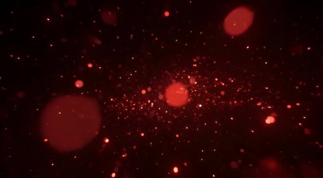 Floating Red Particles on Black Background &ndash; Abstract Dust Motion 4K 60fps