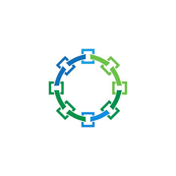 A circular chain link graphic design.