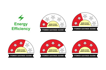 Naklejka premium Power Saving Guide Label with Star Rating More Stars More Energy Saving