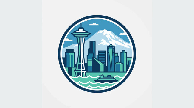 Iconic Seattle Skyline with Space Needle and Mountain