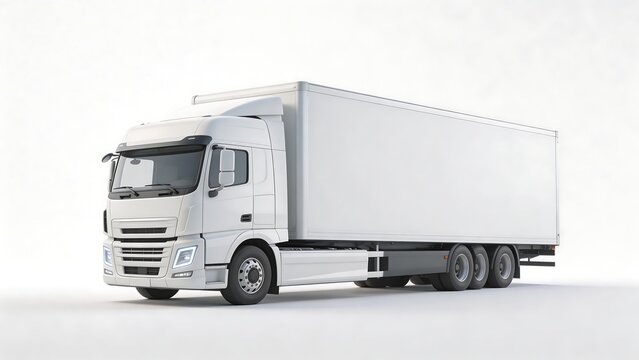 White cargo truck on plain background