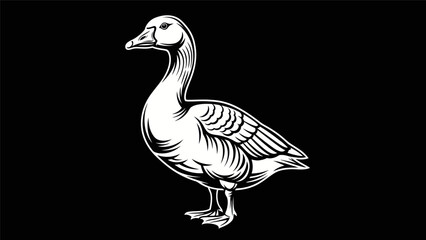 Elegant goose illustration on black background © Moples