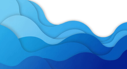 Fototapeta premium Abstract blue wavy layered background design.