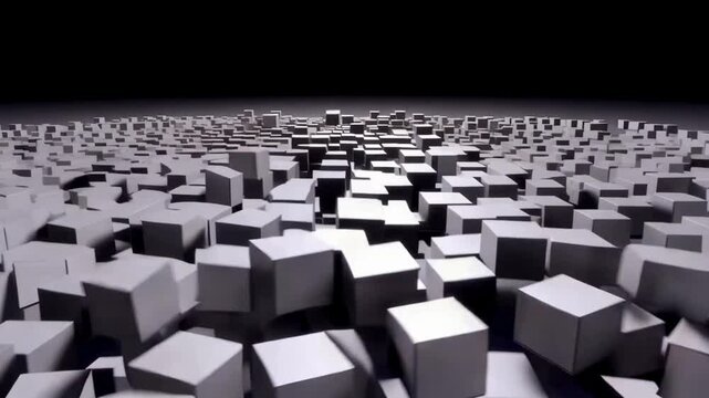 Abstract 3D Metal Cubes Wave Motion Forming a Solid Wall