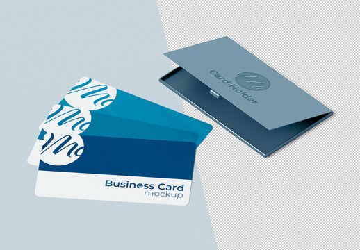 Business Card and Holder Mockup Set