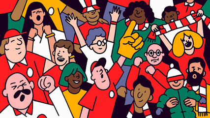 Happy football crowd cheering
