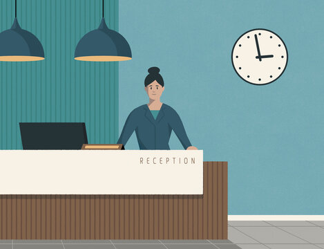 Modern hotel reception desk