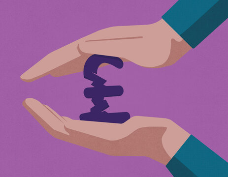 Hands squeezing pound sign