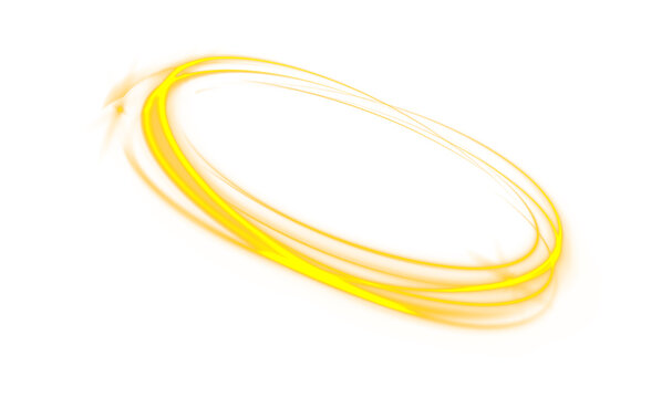 Bright golden neon halo with glowing light and smooth circular shape. Sparkling particles add brilliance and visual interest. Ideal for decorative frames and premium compositions.