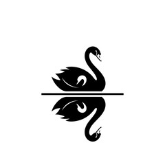 Fototapeta premium Elegant Black Swan Reflection Silhouette on Water, Symbol of Grace and Beauty