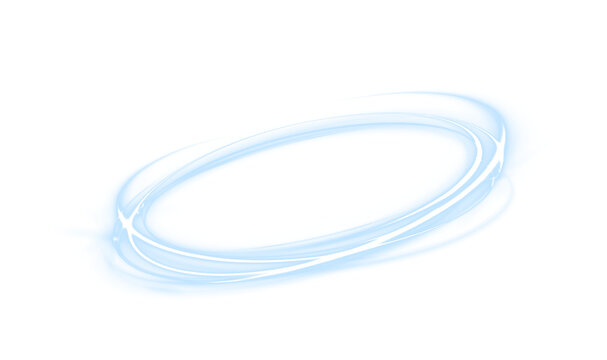 : Glowing blue neon portal circle with swirling motion and soft light diffusion. Dynamic lines enhance the sense of movement and energy. Ideal for futuristic designs and sci fi compositions.