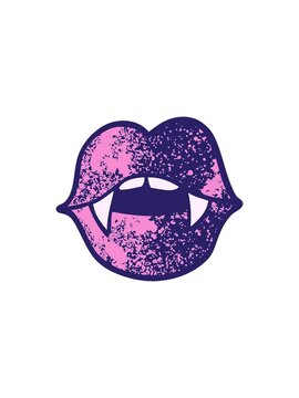 splitting effect animation of grunge textured illustration cartoon vampire mouth
