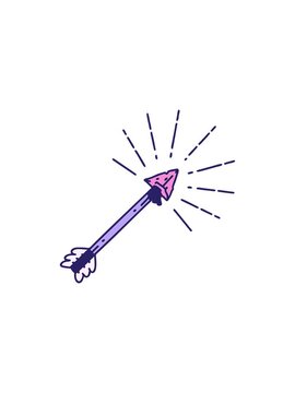 flashy sales animation of  a traditional tattoo style old flint tip arrow