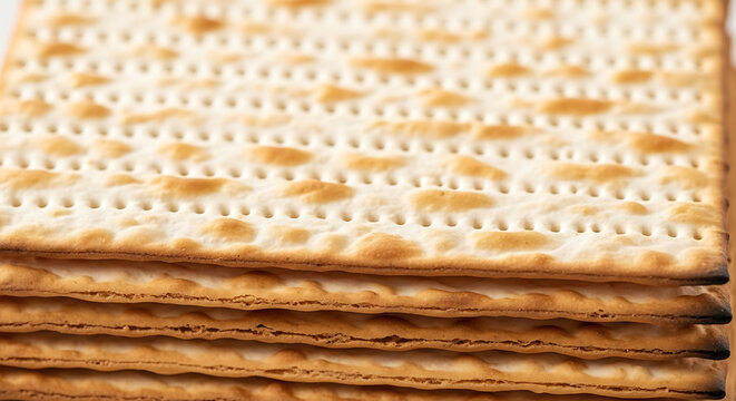 Stack of traditional Jewish matzo crackers.