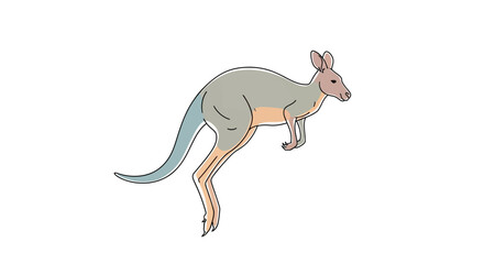 A cartoon kangaroo in motion profile. © Bocil