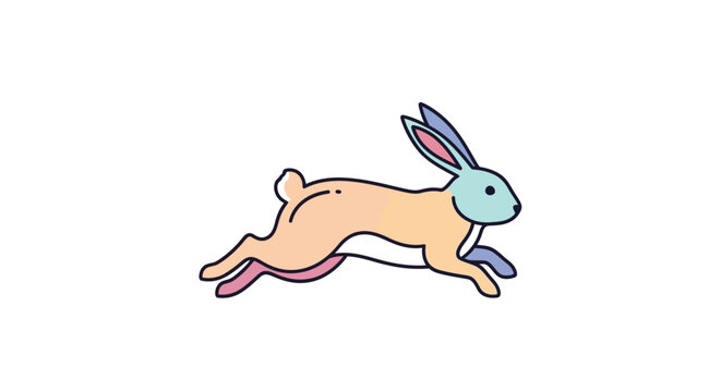 A cartoon rabbit is running fast.