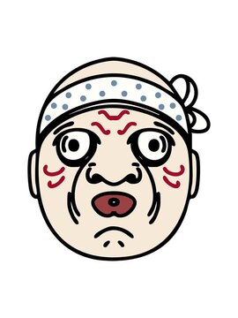 pixelize effect animation of japanese hyottoko noh theatre mask