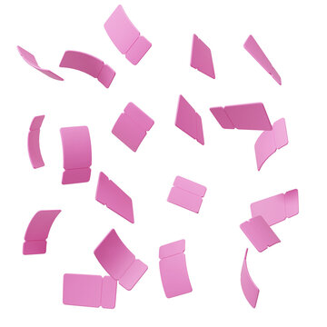 3D Pink Coupon Tickets Scattered Falling in Air Isolated on Transparent Background