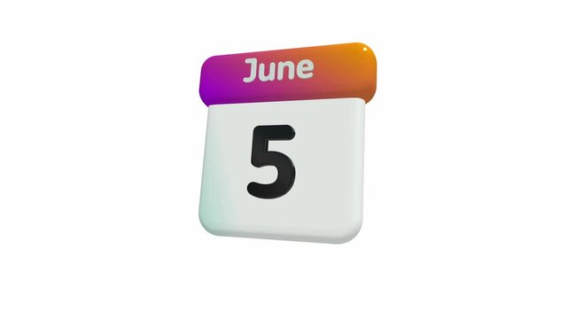 June Calendar Counting Up Animation Creative Time Lapse Visual